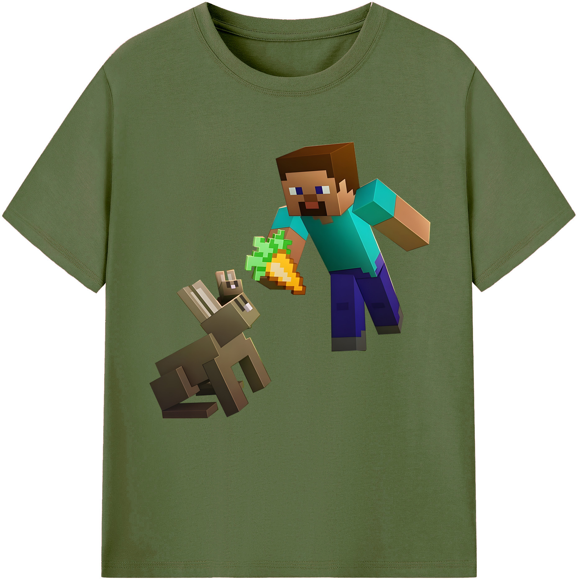 （画像用） マインクラフト ブロックの世界 Minecraft MC Block world 綿100％半袖Tシャツ（フロントプリント）